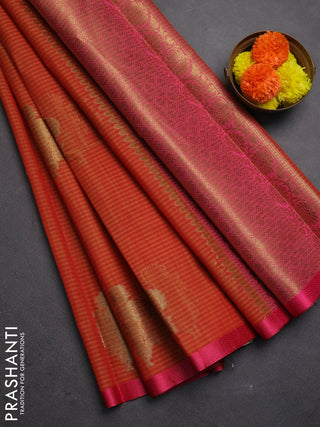 Banarasi semi dupion saree maroon and pink with allover woven buttas and thread woven border