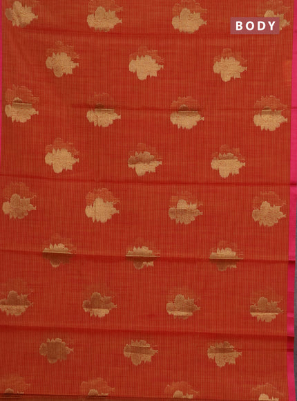 Banarasi semi dupion saree maroon and pink with allover woven buttas and thread woven border