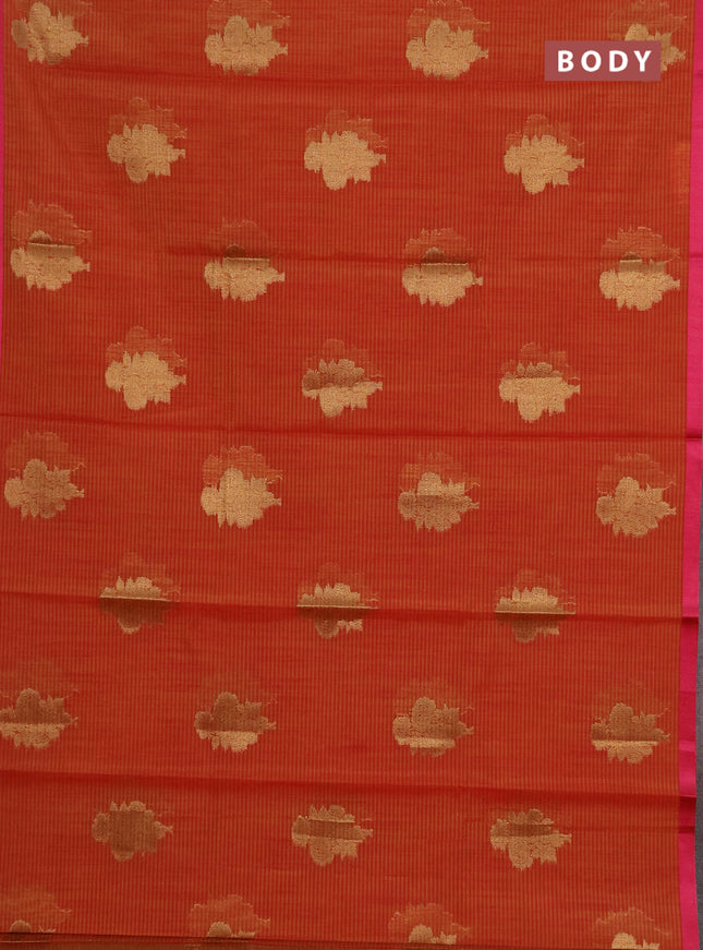 Banarasi semi dupion saree maroon and pink with allover woven buttas and thread woven border