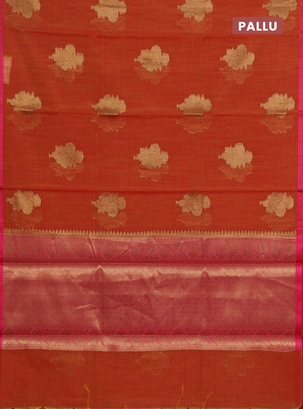 Banarasi semi dupion saree maroon and pink with allover woven buttas and thread woven border