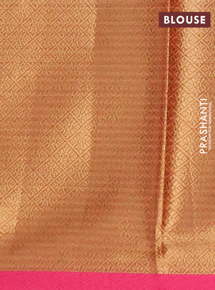 Banarasi semi dupion saree mustard yellow and pink with allover woven buttas and thread woven border
