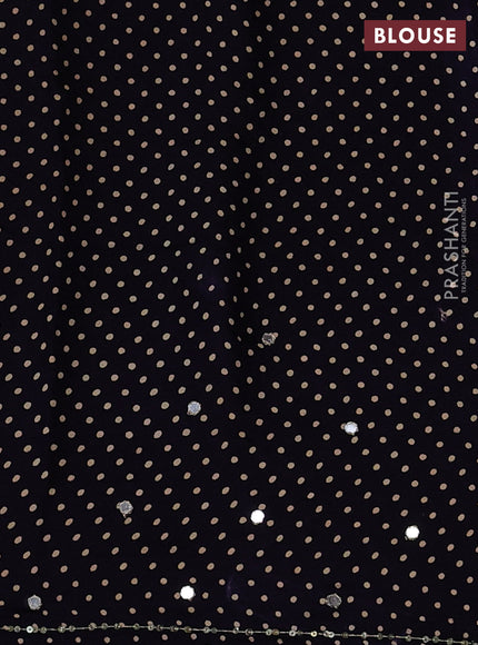 Modal silk saree navy blue with allover ajrakh prints and mirror & sequin embroidery pallu
