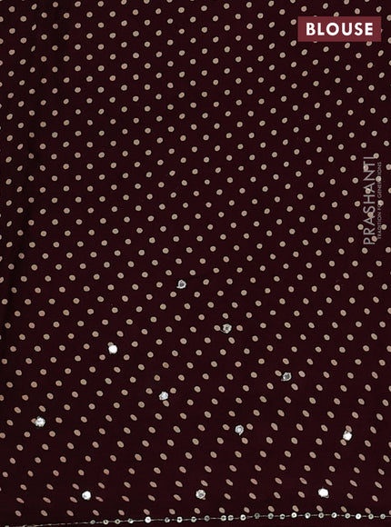 Modal silk saree deep maroon with allover ajrakh prints and mirror & sequin embroidery pallu