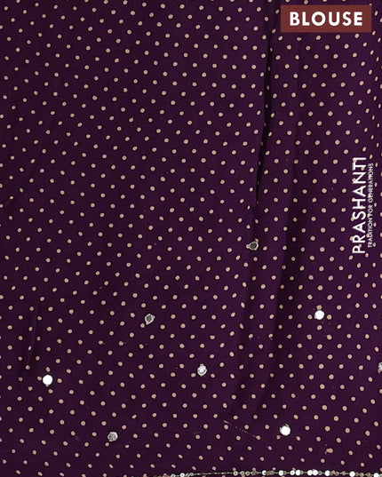 Modal silk saree purple with allover ajrakh prints and mirror & sequin embroidery pallu