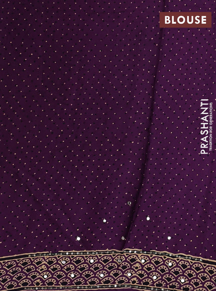 Modal silk saree purple with ajrakh butta prints and mirror & sequin embroidery pallu