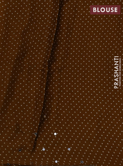 Modal silk saree dark mustard with allover ajrakh prints and mirror & sequin embroidery pallu