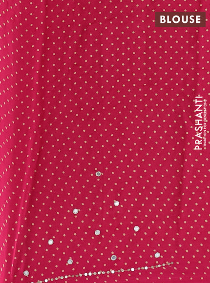 Modal silk saree pink with allover ajrakh prints and mirror & sequin embroidery pallu