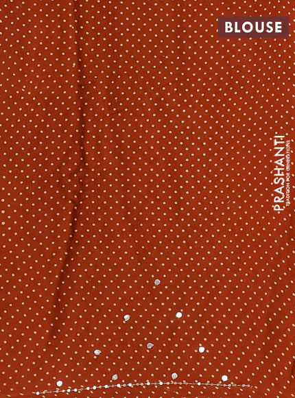 Modal silk saree dark mustard with allover ajrakh prints and mirror & sequin embroidery pallu
