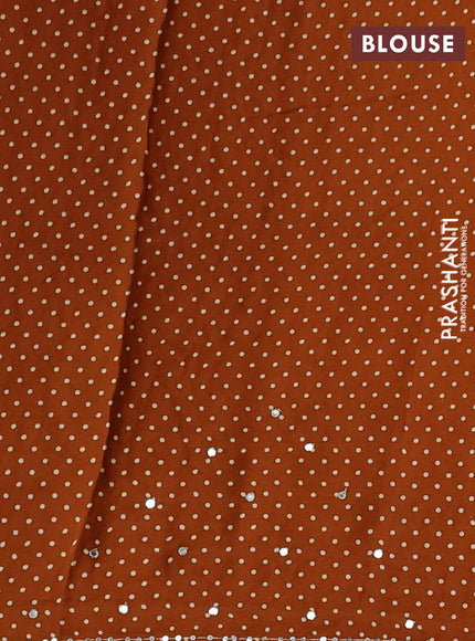 Modal silk saree dark mustard with allover ajrakh prints and mirror & sequin embroidery pallu