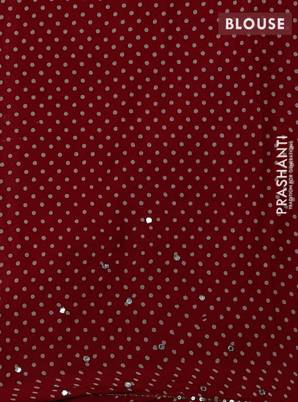 Modal silk saree red with allover ajrakh prints and mirror & sequin embroidery pallu