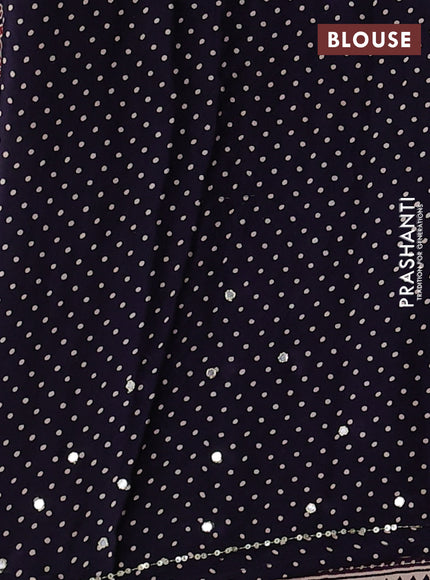 Modal silk saree deep violet with allover ajrakh prints and mirror & sequin embroidery pallu