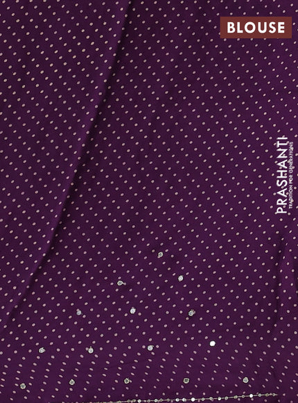 Modal silk saree purple with allover ajrakh prints and mirror & sequin embroidery pallu