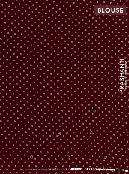 Modal silk saree tomato red with allover ajrakh prints and mirror & sequin embroidery pallu