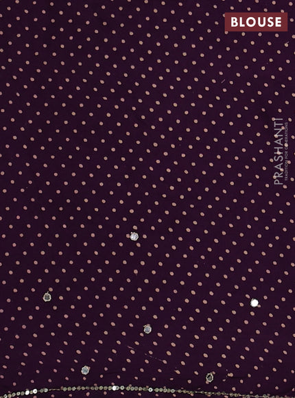 Modal silk saree purple with allover ajrakh prints and mirror & sequin embroidery pallu