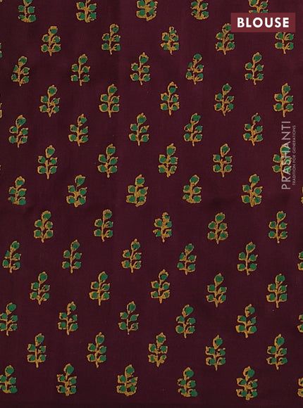 Uppada block printed silk saree rust shade and coffee brown with butta prints and printed border