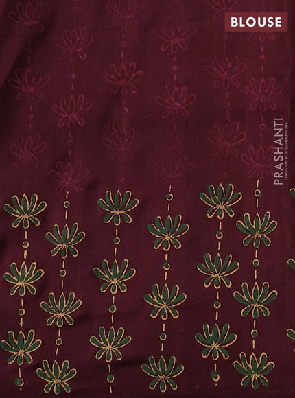 Uppada block printed silk saree rosy brown and coffee brown with floral butta prints and printed border