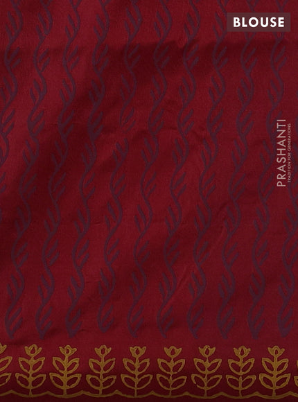 Uppada block printed silk saree red with butta prints and printed border