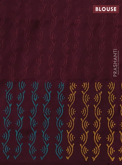 Uppada block printed silk saree rust shade with butta prints and printed border