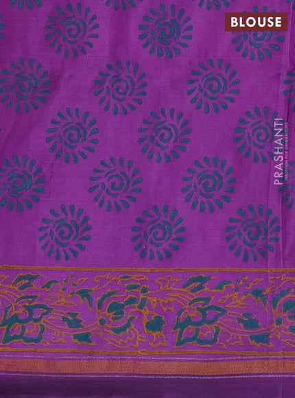 Uppada block printed silk saree mild purple with butta prints and zari woven border