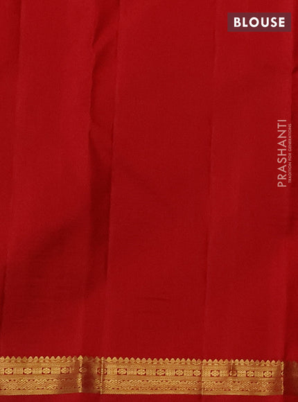 Pure kanchipuram silk saree red with allver zari woven 1000 buttas and small zari woven border
