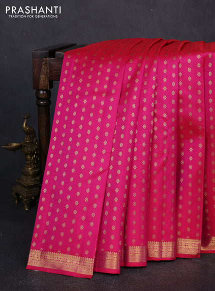 Pure kanchipuram silk saree pink with allver zari woven 1000 buttas and small zari woven border