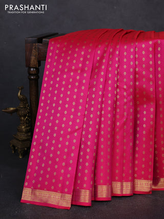 Pure kanchipuram silk saree pink with allver zari woven 1000 buttas and small zari woven border