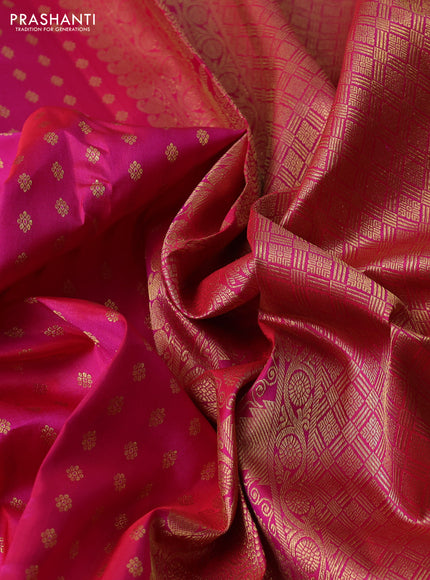 Pure kanchipuram silk saree pink with allver zari woven 1000 buttas and small zari woven border