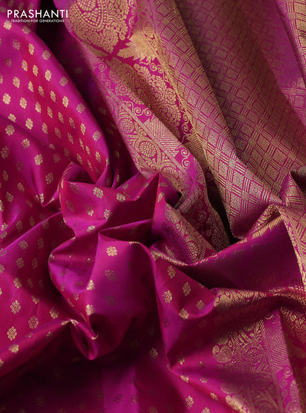 Pure kanchipuram silk saree pink with allver zari woven 1000 buttas and small zari woven border
