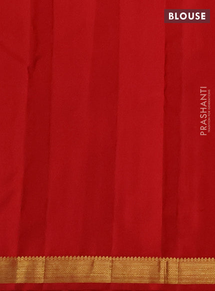 Pure kanchipuram silk saree red with allver zari woven 1000 buttas and small zari woven border