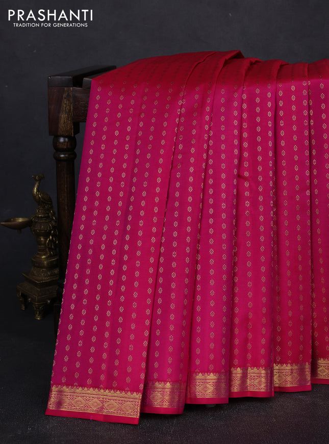Pure kanchipuram silk saree pink with allver zari woven 1000 buttas and small zari woven border
