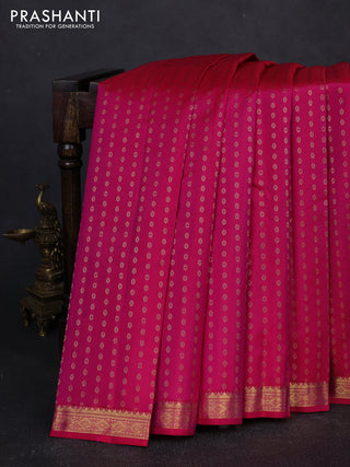 Pure kanchipuram silk saree pink with allver zari woven 1000 buttas and small zari woven border