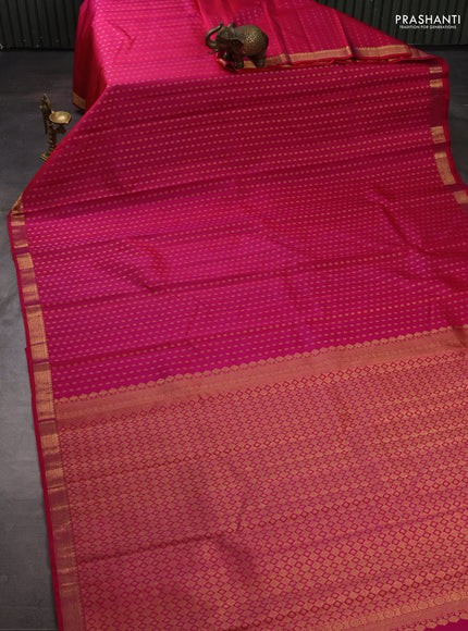 Pure kanchipuram silk saree pink with allver zari woven 1000 buttas and small zari woven border