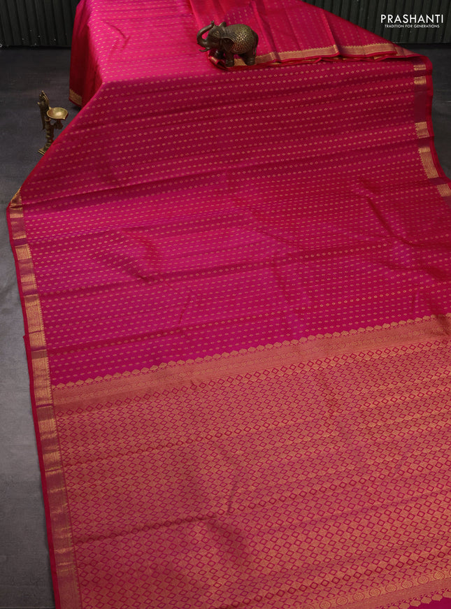 Pure kanchipuram silk saree pink with allver zari woven 1000 buttas and small zari woven border