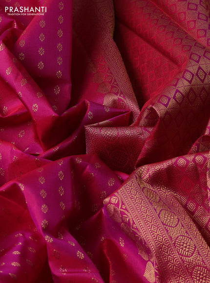 Pure kanchipuram silk saree pink with allver zari woven 1000 buttas and small zari woven border