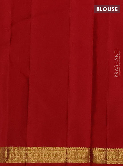 Pure kanchipuram silk saree red with allver zari woven 1000 buttas and small zari woven border