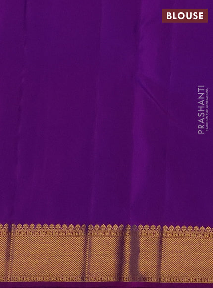 Pure kanchipuram silk saree blue and pink with allover zari woven buttas and zari woven border