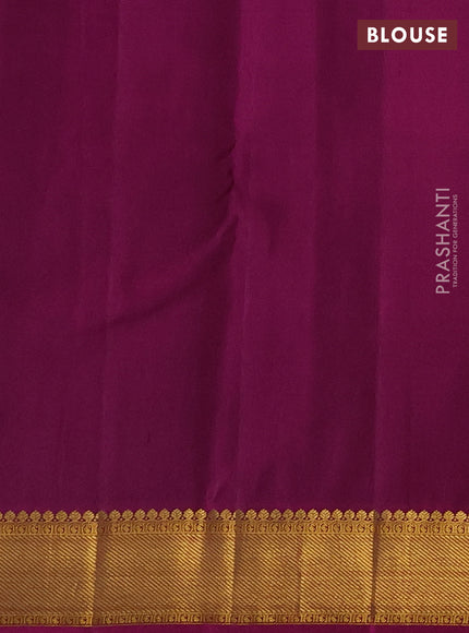 Pure kanchipuram silk saree bottle green and pink with allover zari woven buttas and zari woven border