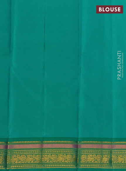 Pure kanchipuram silk saree violet and teal green with allover zari woven buttas and zari woven border