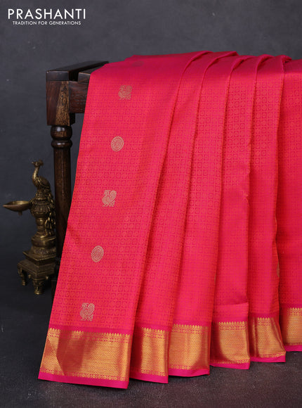 Pure kanchipuram silk saree pink with allover self emboss & zari woven buttas and zari woven border