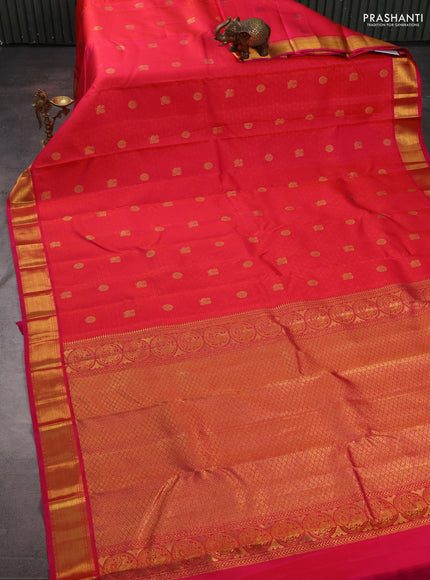 Pure kanchipuram silk saree pink with allover self emboss & zari woven buttas and zari woven border