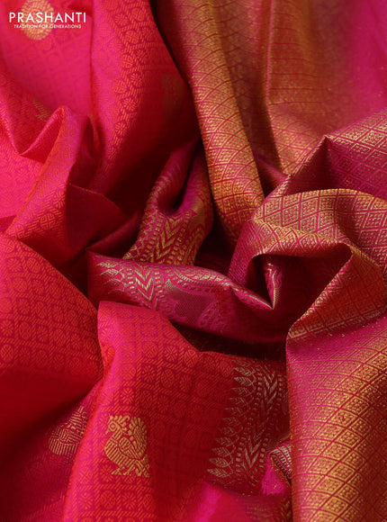 Pure kanchipuram silk saree pink with allover self emboss & zari woven buttas and zari woven border