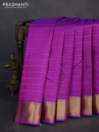 Pure kanchipuram silk saree pink and violet with allover zari weaves & self emboss and zari woven border