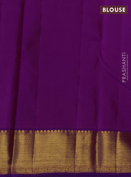 Pure kanchipuram silk saree pink and violet with allover zari weaves & self emboss and zari woven border