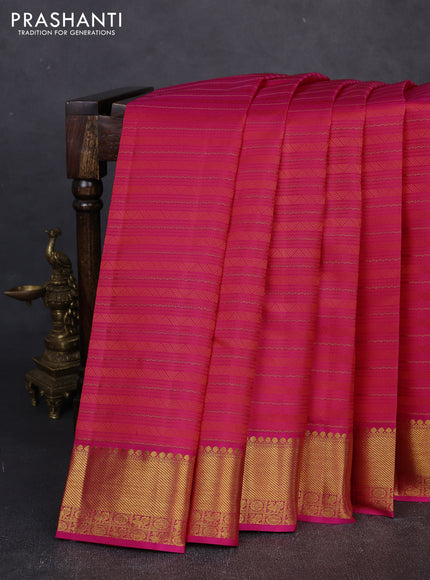 Pure kanchipuram silk saree pink with allover zari weaves & self emboss and zari woven border