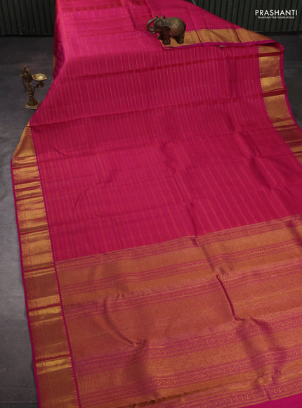 Pure kanchipuram silk saree pink with allover zari weaves & self emboss and zari woven border