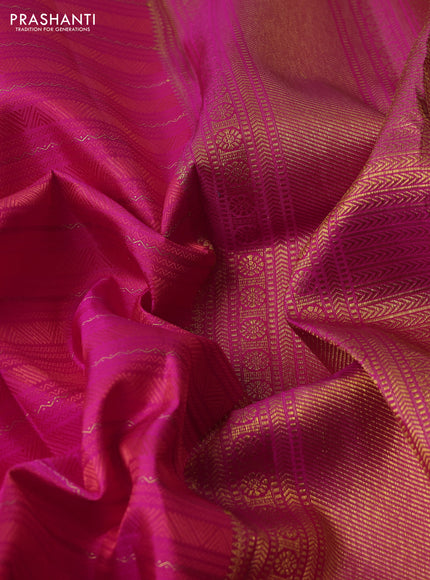 Pure kanchipuram silk saree pink with allover zari weaves & self emboss and zari woven border