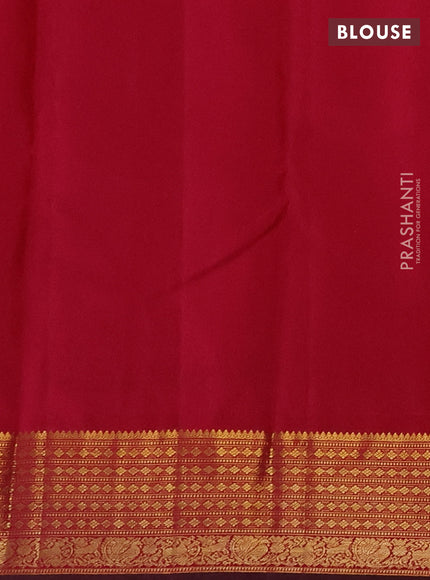 Pure kanchipuram silk saree beige and maroon with allover zari weaves and zari woven border