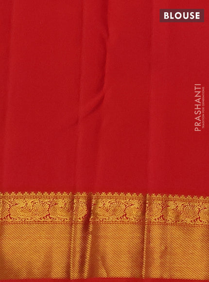 Pure kanchipuram silk saree royal blue and red with zari woven buttas and zari woven border
