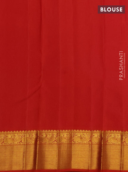 Pure kanchipuram silk saree parrot green and red with zari woven buttas and zari woven border