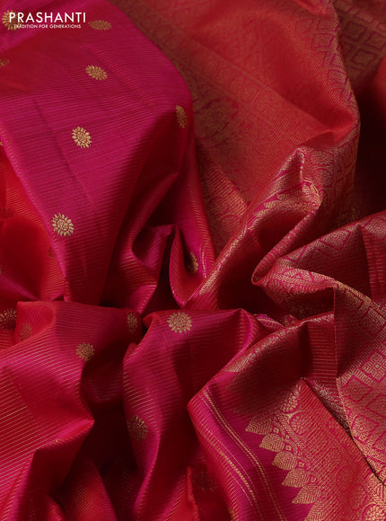 Pure kanchipuram silk saree pink with allover vairaosi pattern & zari woven buttas and zari woven border
